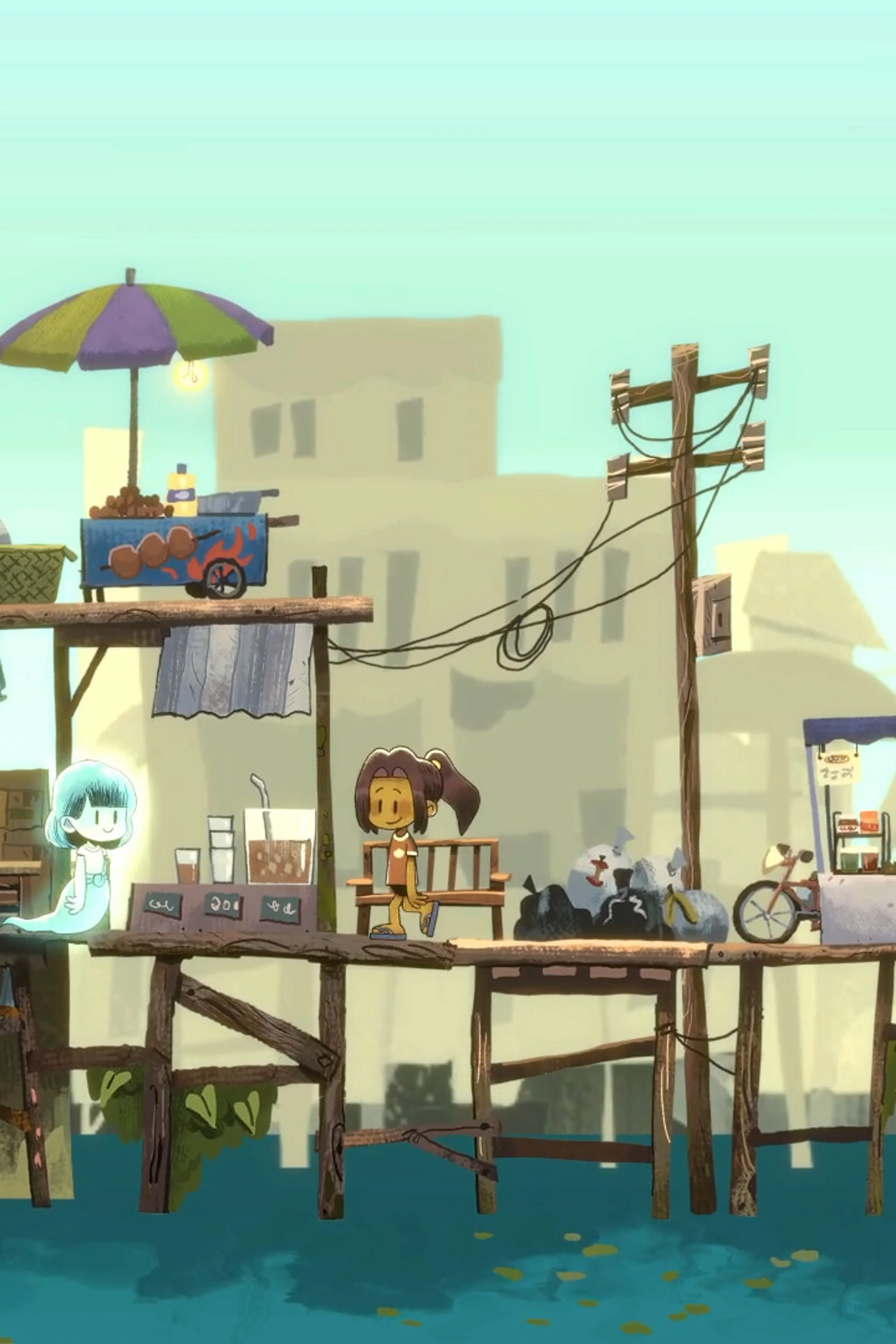 Mai and Pim explore a lively Thai river village in Dancing with Ghosts.