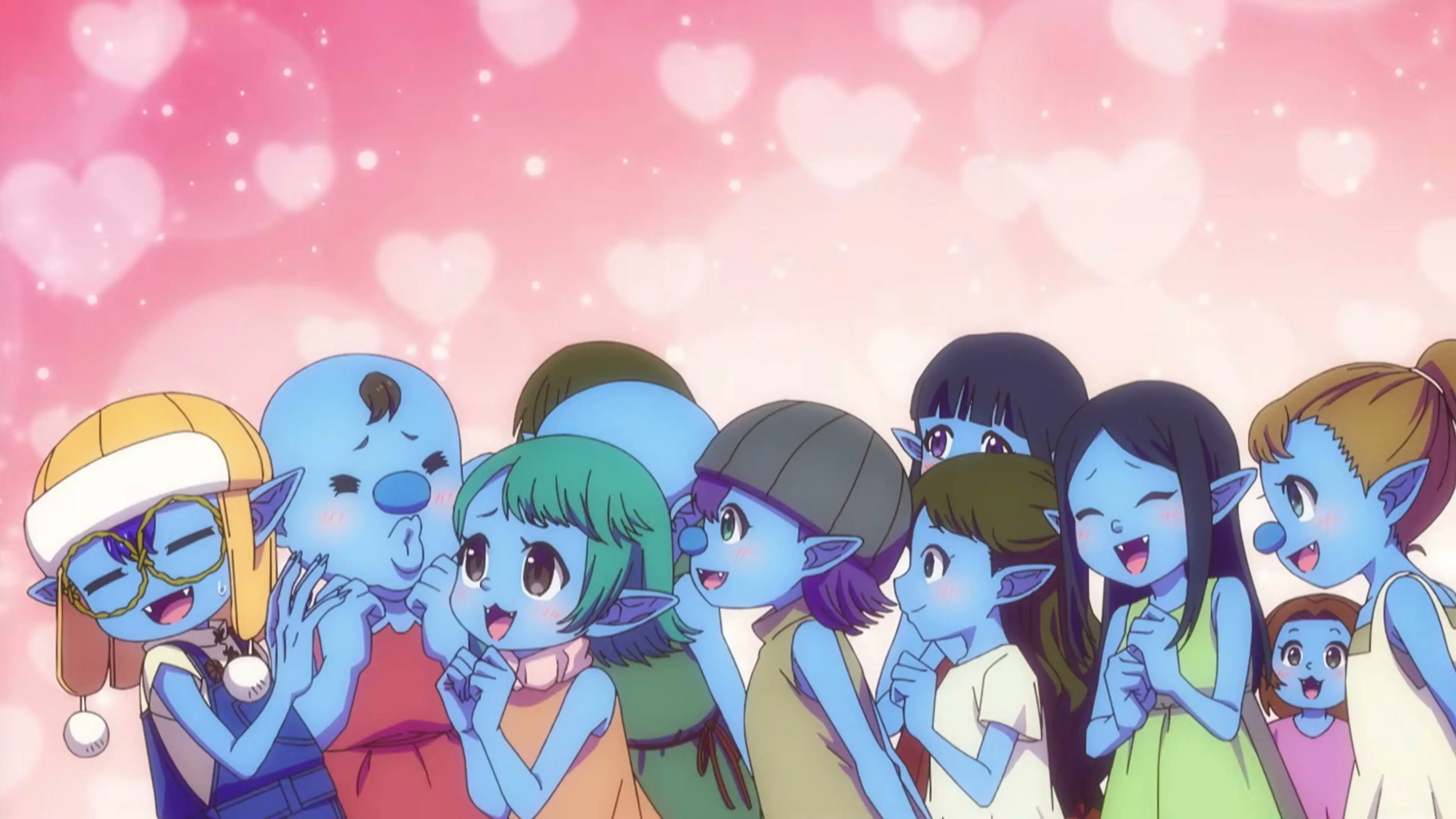 Akira stands among joyful goblin villagers in the official Reborn as a Goblin trailer.