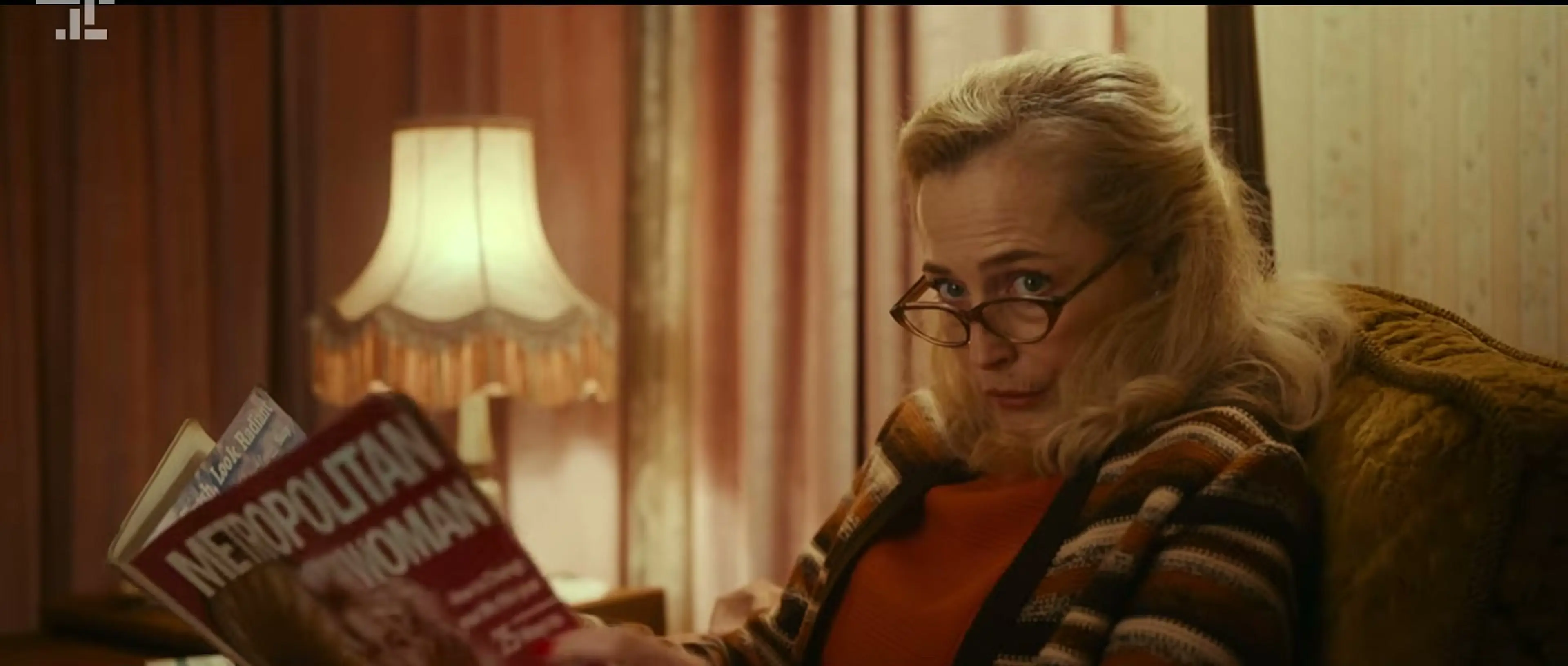 Gillian Anderson reads at home as Gina Lavery in Trespasses.