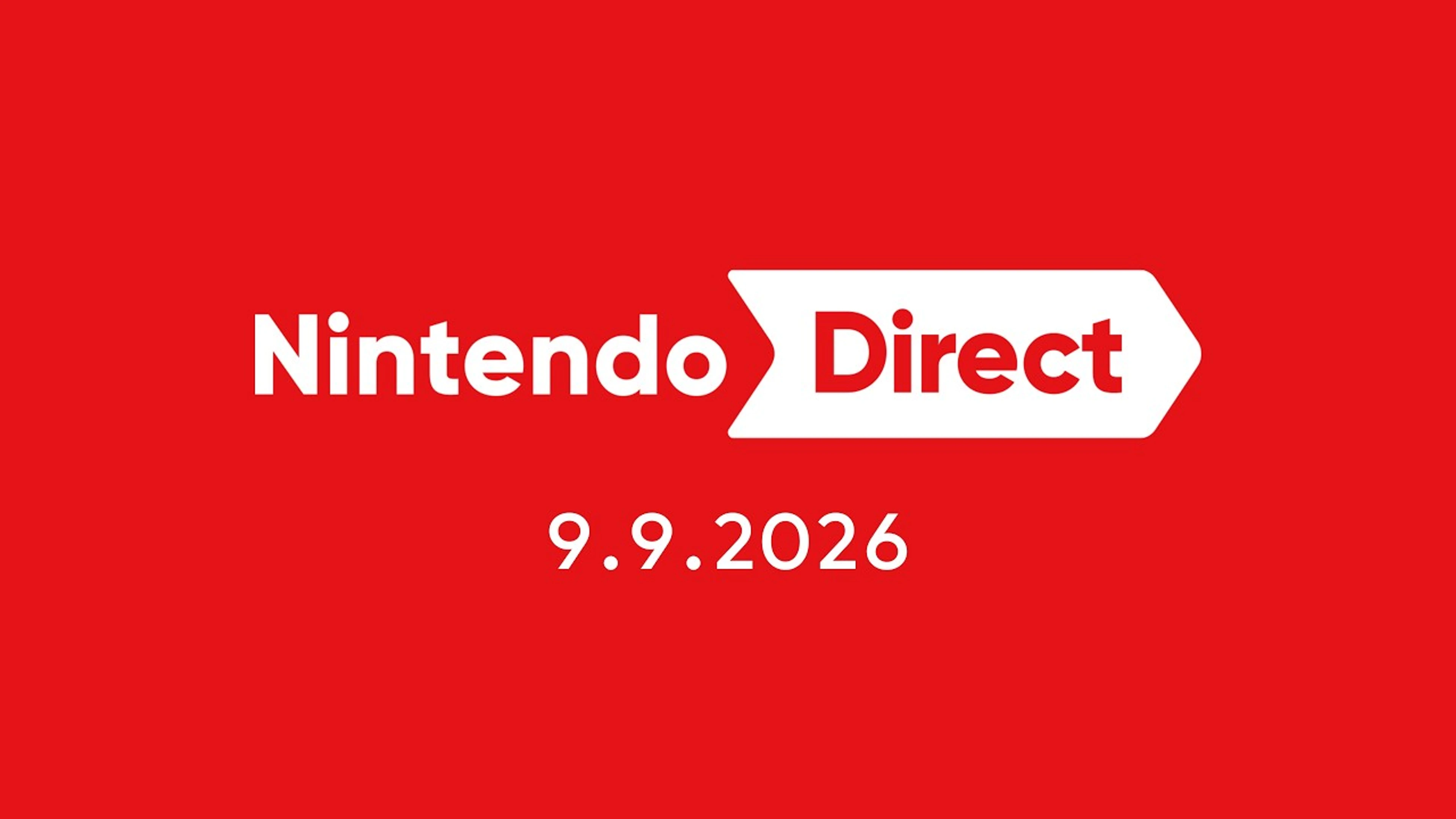 Nintendo Direct logo and the date 9.9.2026 appear on a red official livestream card.