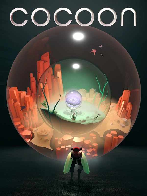 Official Cocoon cover with a winged figure facing a glowing world inside an orb and the title logo.