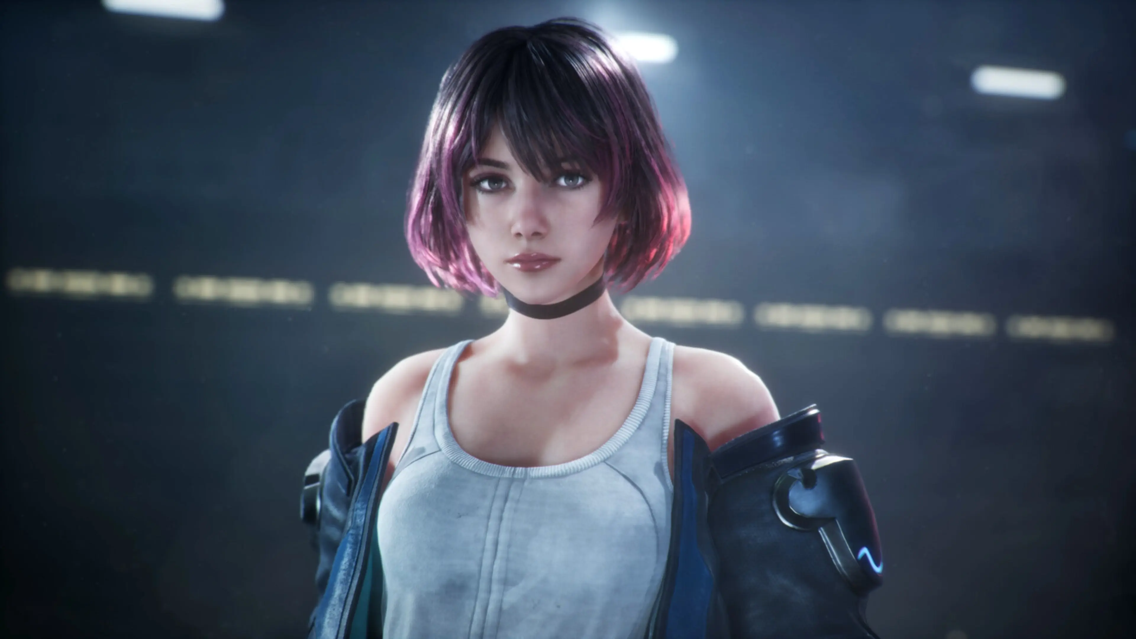 Sofia looks ahead while wearing a white top and dark coat in Gundam Rogue Orbit.