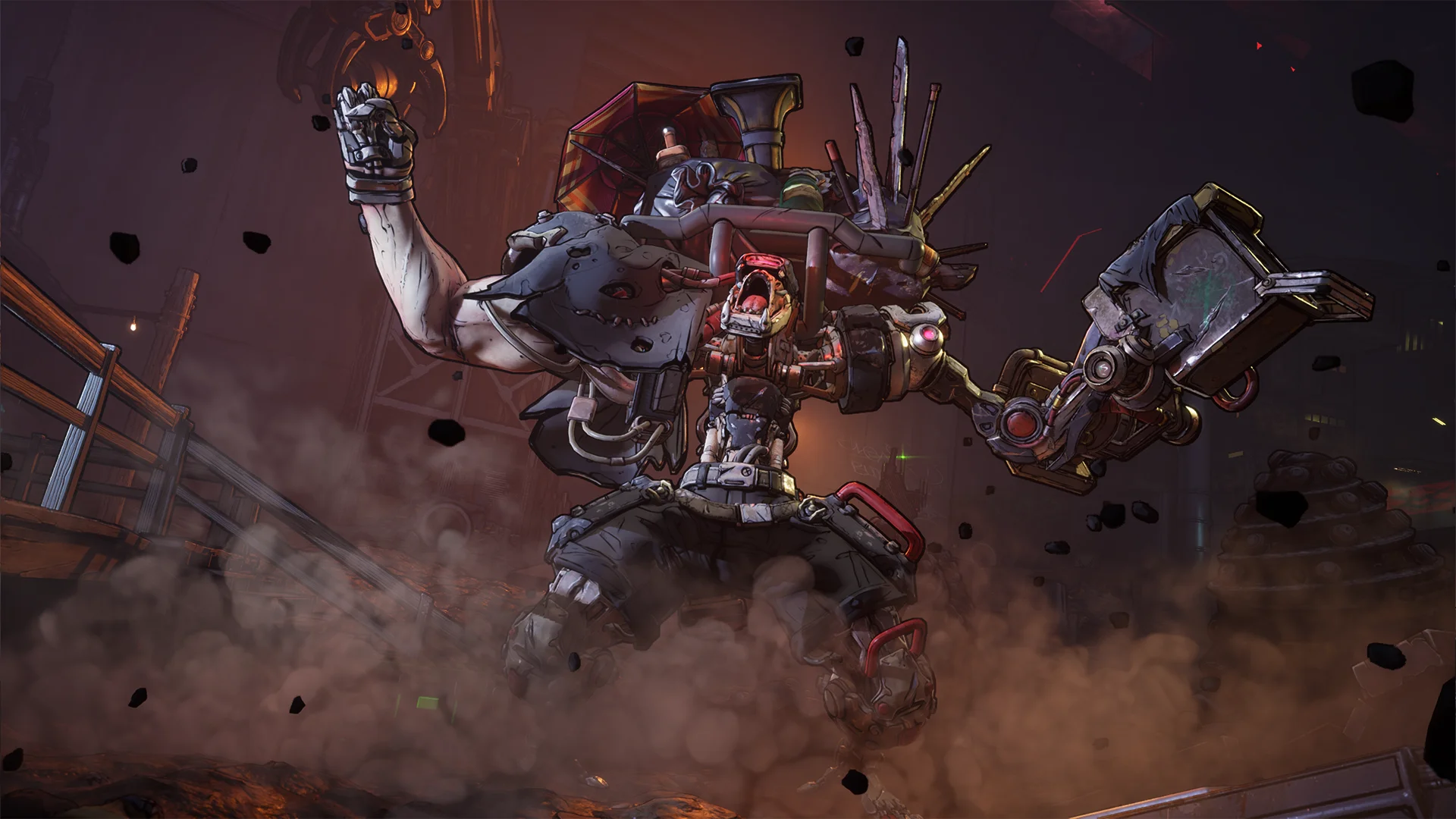 Official Borderlands 4 key art shows the series’ comic-book sci-fi style and chaotic weapon-focused action.