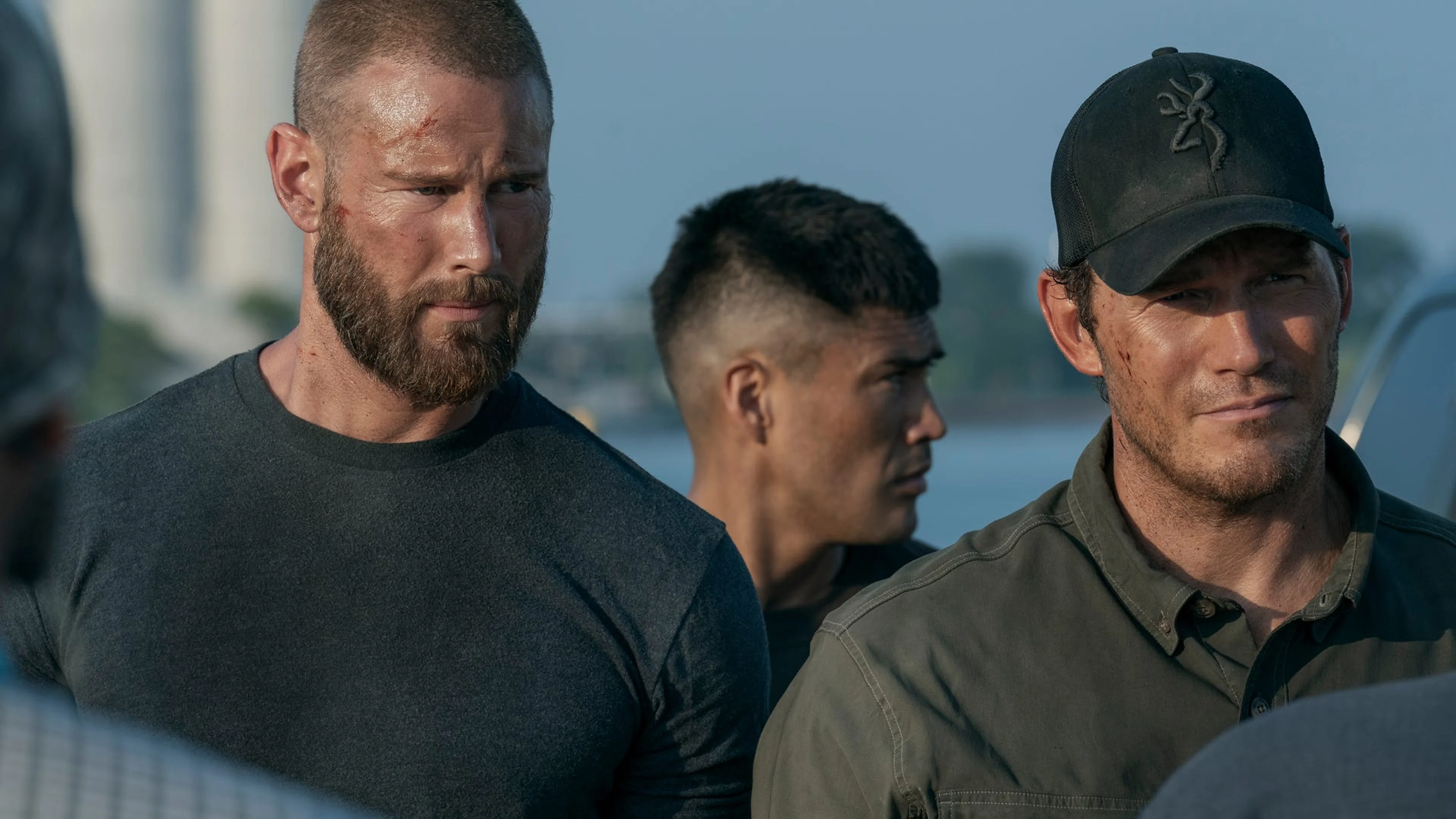 James Reece stands beside Raife Hastings in The Terminal List Season 2.