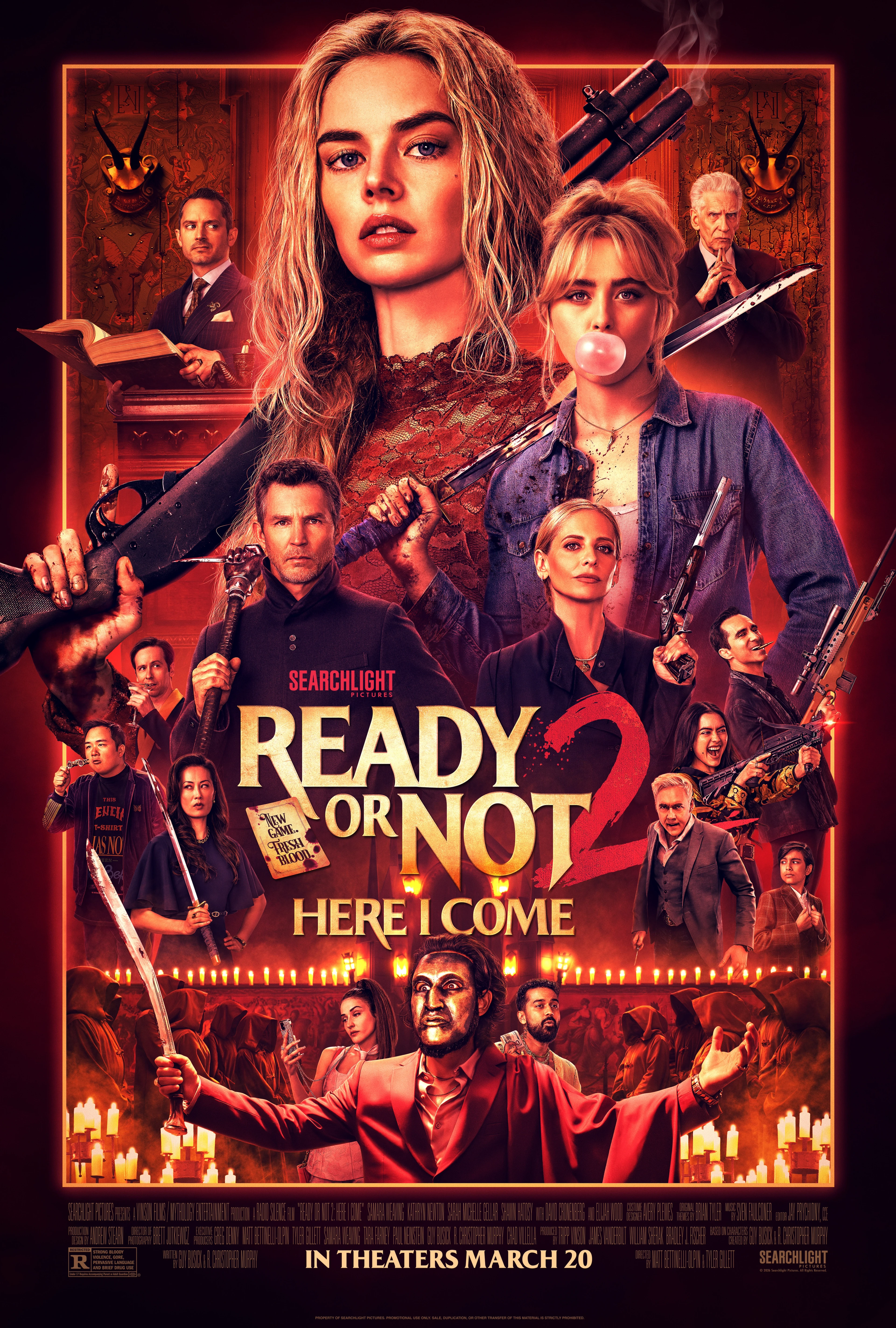 Official Ready or Not 2: Here I Come theatrical poster showing Grace, Faith and the supporting cast.