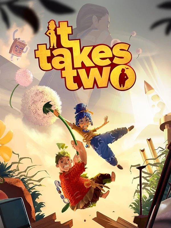 Official It Takes Two poster showing doll versions of Cody and May with the game logo.