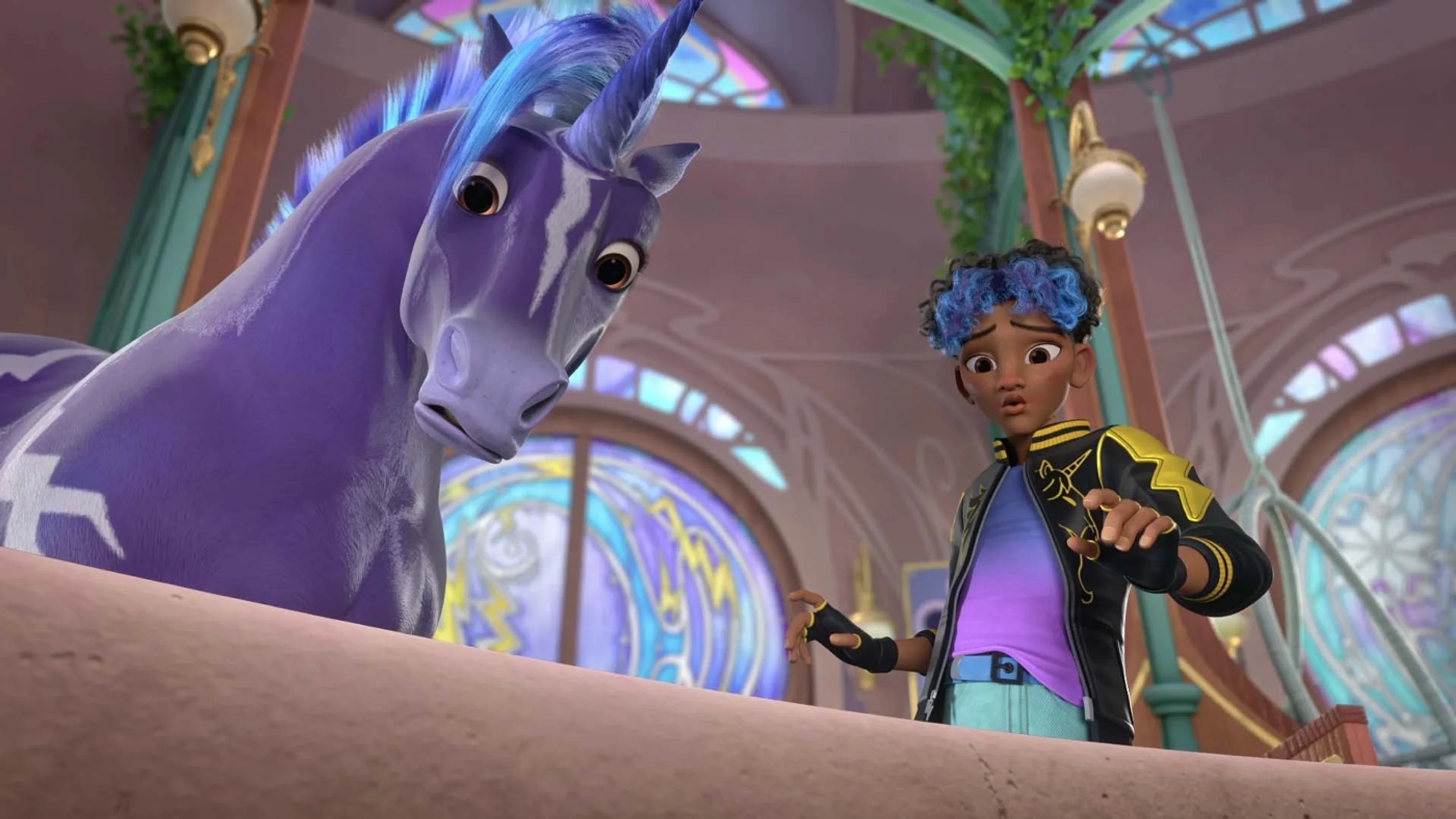 Rory with Storm, his weather-magic unicorn.