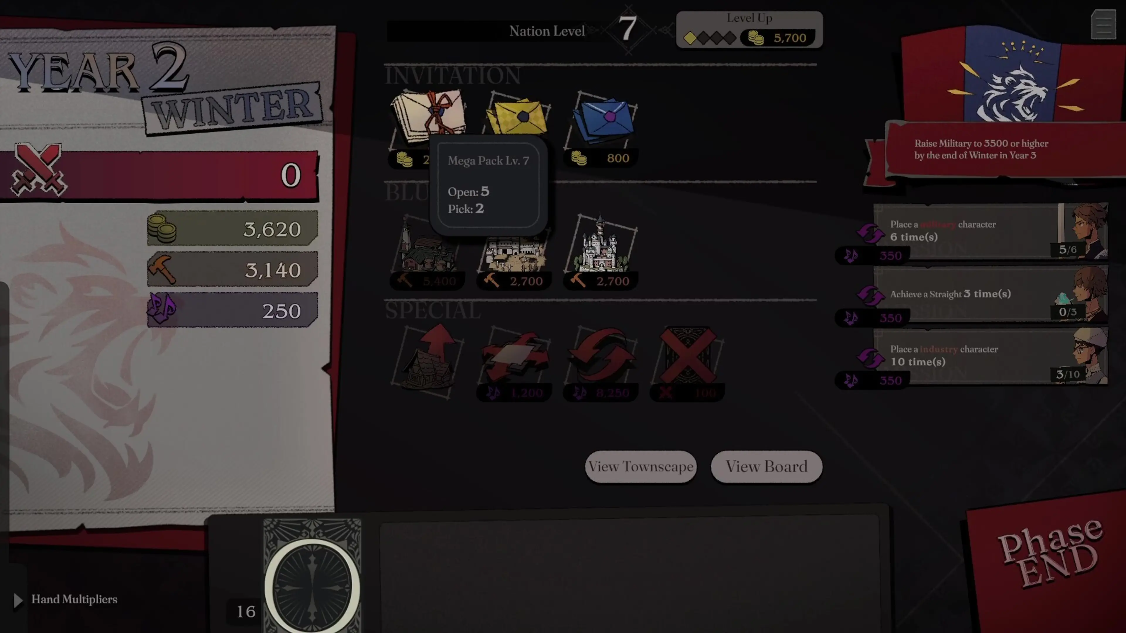 Invitation packs and Facility choices appear during Year 2 in PROJECT ZIRCON.