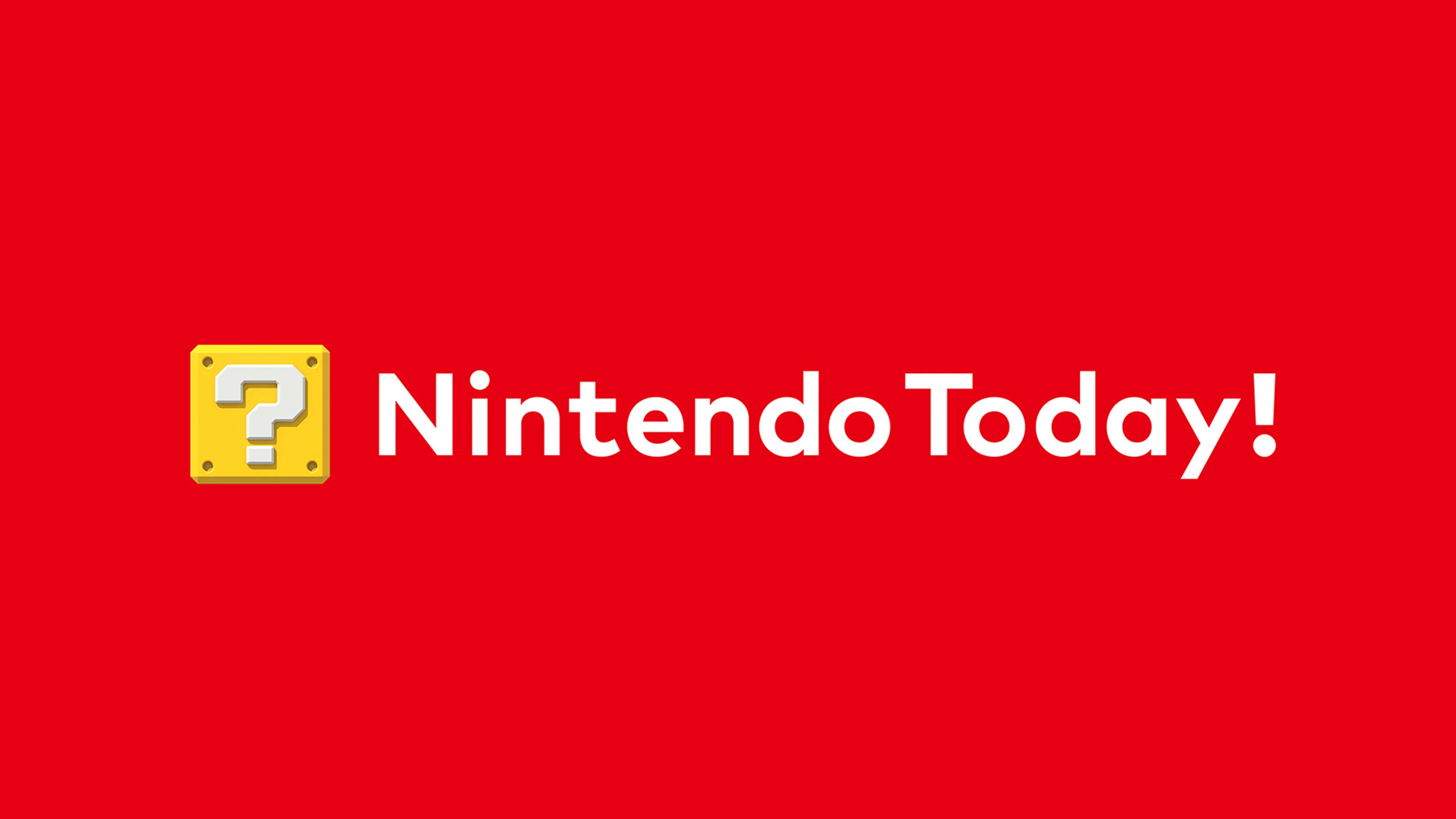 The Nintendo Today app logo appears in white beside a yellow question-block icon on red.