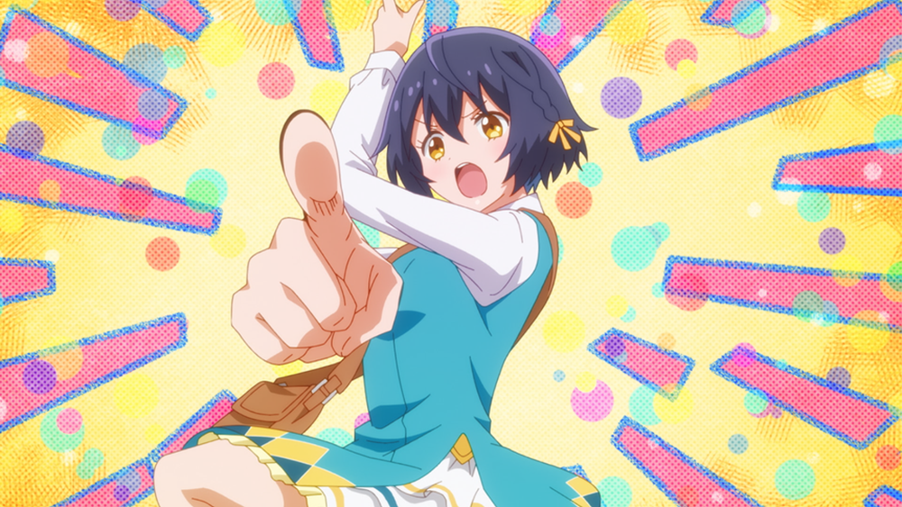 Lorna Hermit points toward the viewer in an official The World’s Strongest Witch first-episode preview frame.