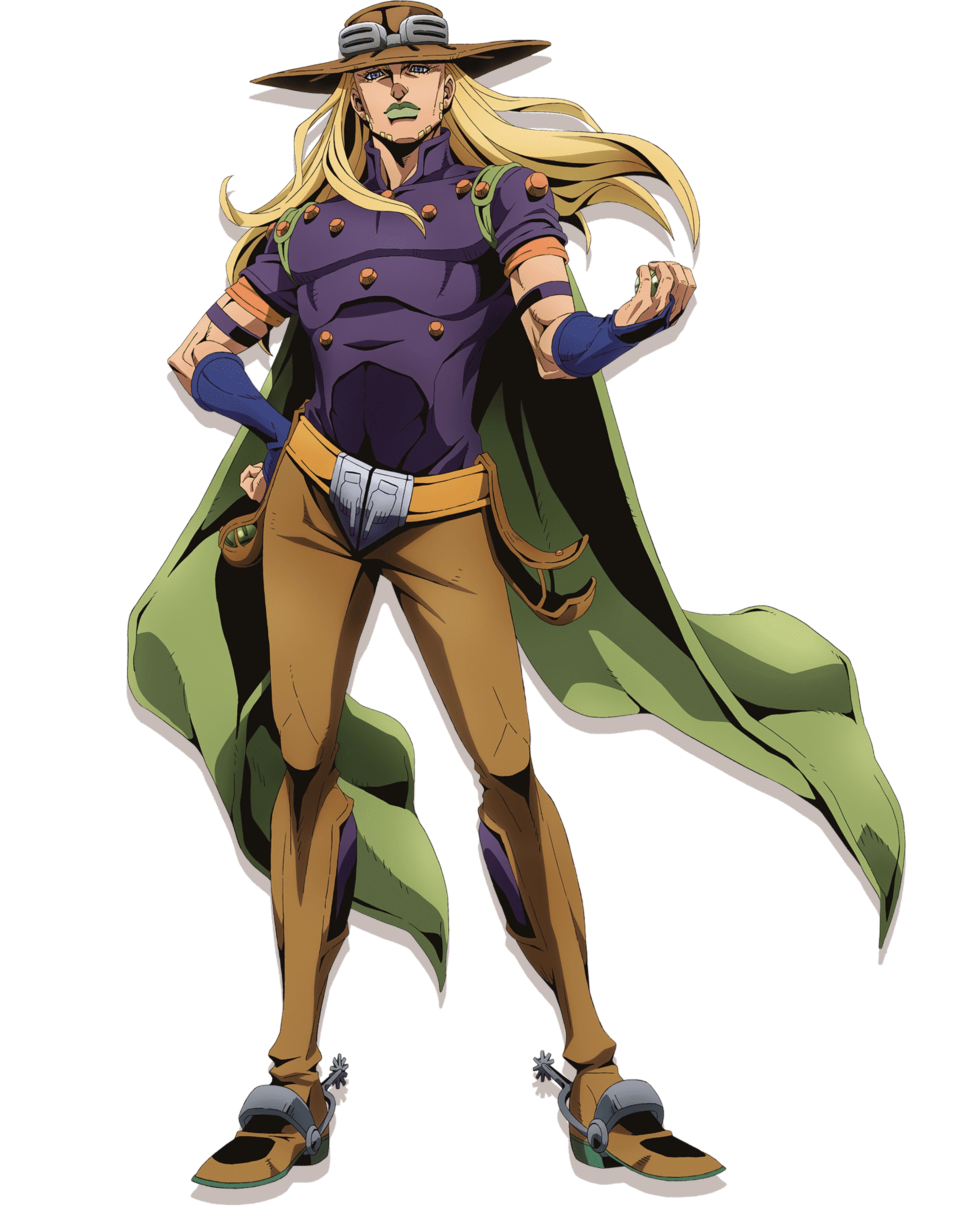 Official transparent Steel Ball Run character artwork of gyro.
