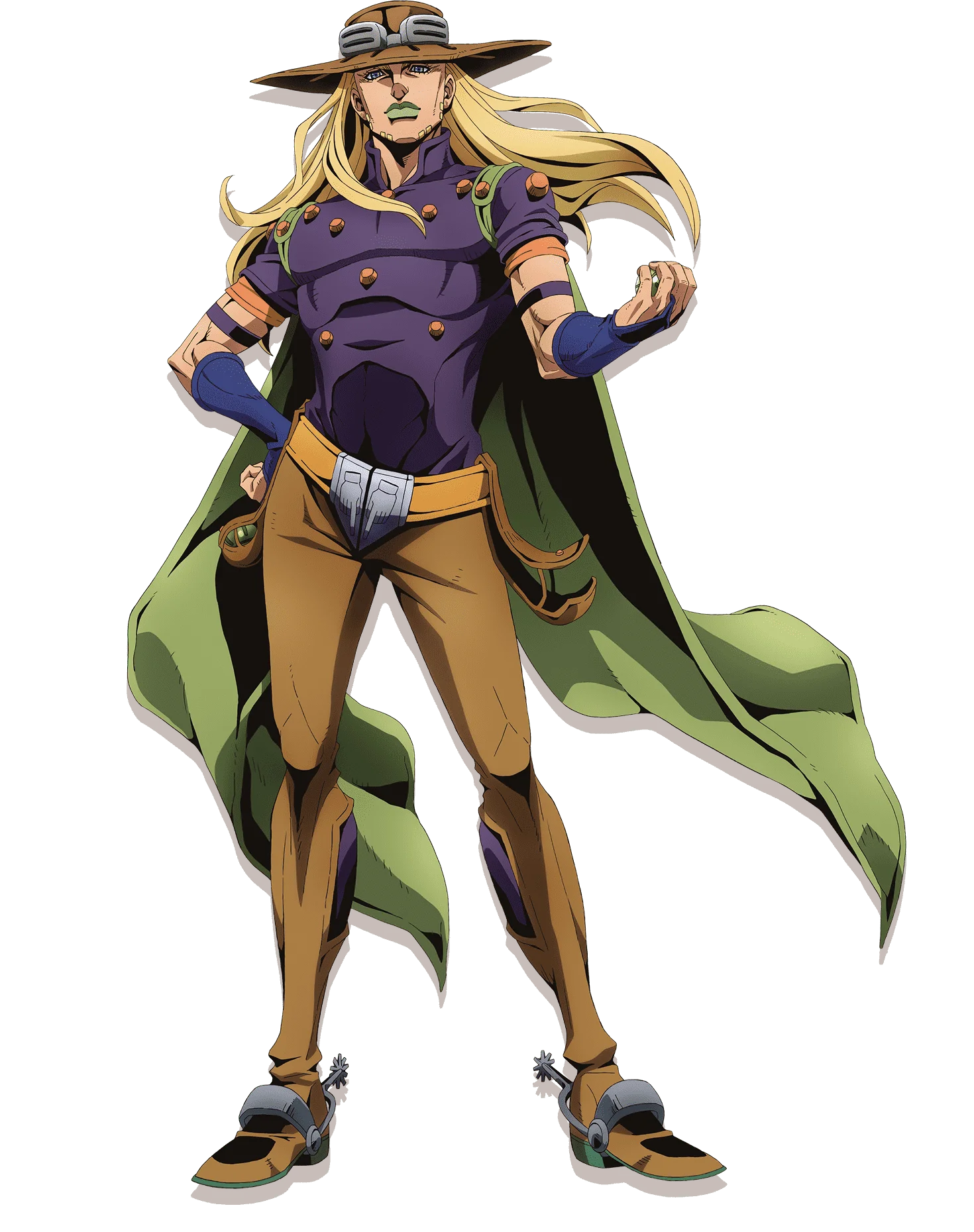 Official transparent Steel Ball Run character artwork of gyro.